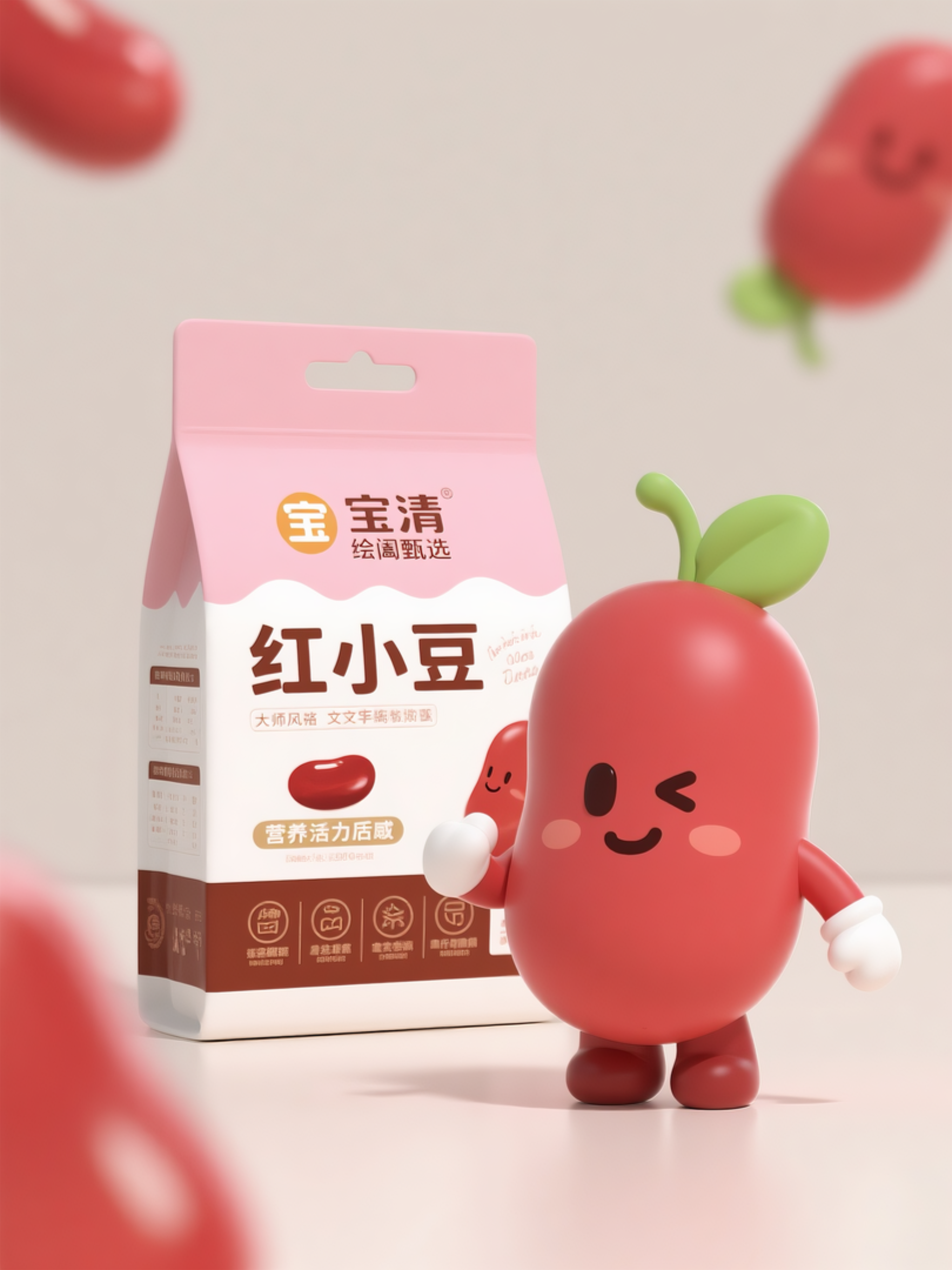 《萌系IP赋能的轻甜质感：宝清红小豆包装的年轻化设计新表达》