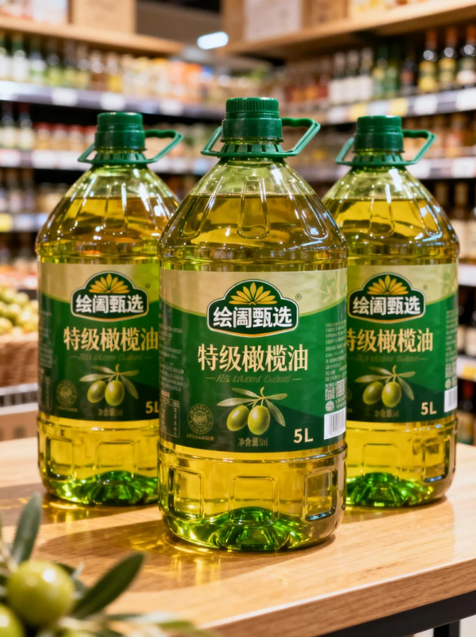 《翠色瓶身里的轻氧质感：特级橄榄油包装的健康厨房表达》