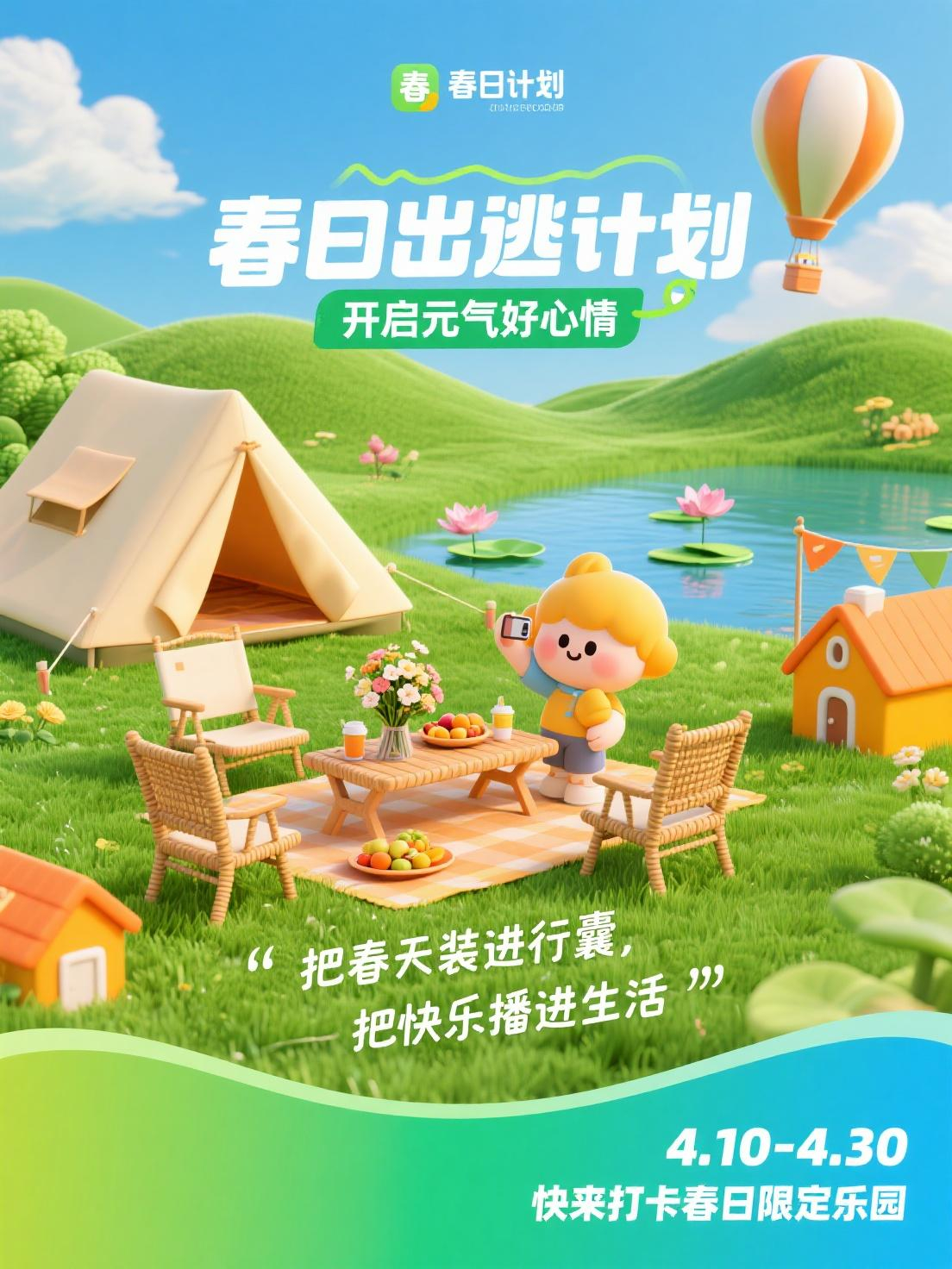 春日露营主题海报-平面设计解析